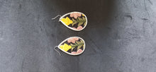Load image into Gallery viewer, Yellow Flower earrings : cloth and metal embroidered jewellery hand made in India