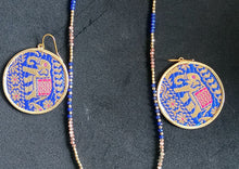 Load image into Gallery viewer, Elephant necklace and cuff set : cloth and metal costume jewellery, handmade in India