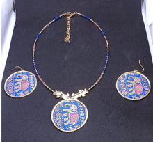 Load image into Gallery viewer, Elephant necklace and cuff set : cloth and metal costume jewellery, handmade in India