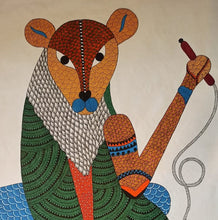 Load image into Gallery viewer, Fantastical creature with hookah -2 : gond art by Rajendra Urweti
