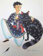 Load image into Gallery viewer, Babu and his Pet : Kalighat patachitra by Bhaskar Chitrakar
