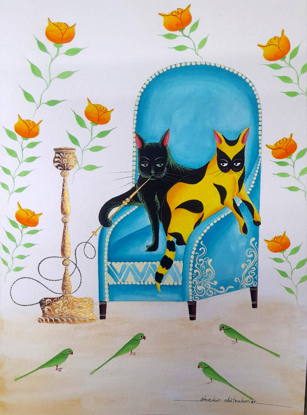Kalighat Cats as Bandits by Bhaskar Chitrakar