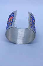 Load image into Gallery viewer, Blue Elephant Cuff : : cloth and metal embroidered jewellery hand-made in India
