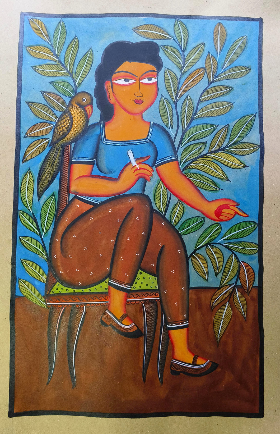 Frida Kahlo inspired patachitra painting by Layala Chitrakar of Midnapore