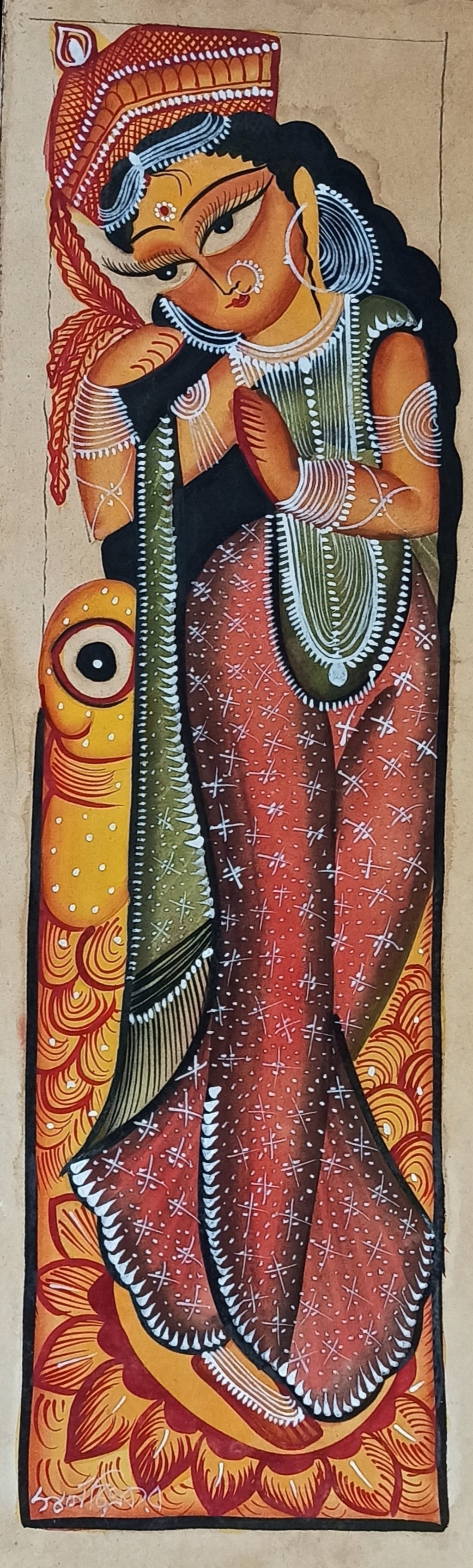 Maa Lakshmi Midnapore patachitra scroll by Swarna Chitrakar