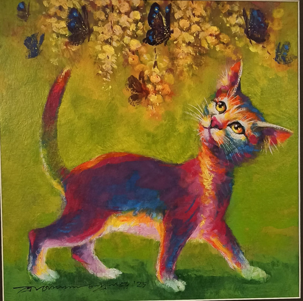 Kitten with butterflies series - 3 by Gopal Naskar