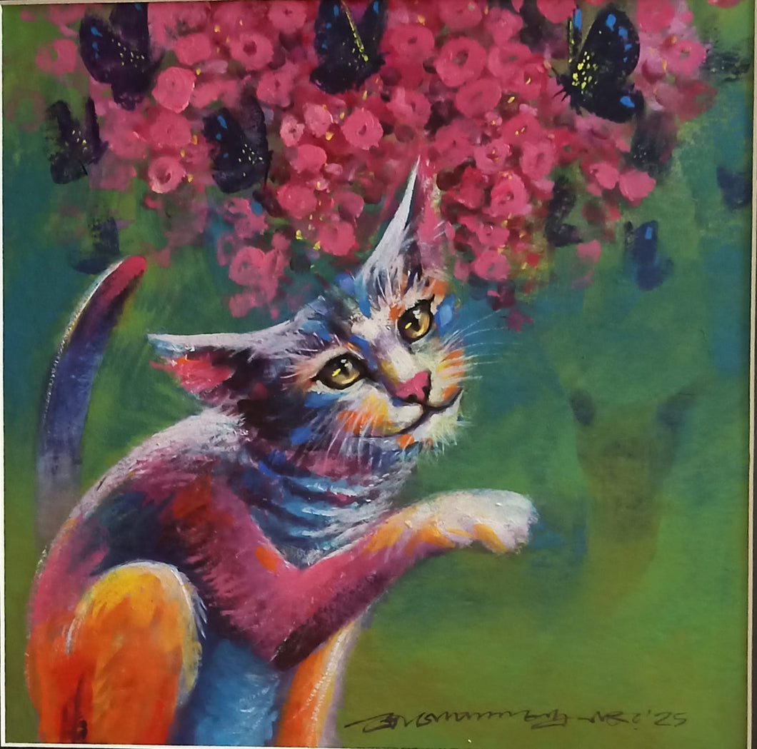 Kitten with butterflies series 1 by Gopal Naskar