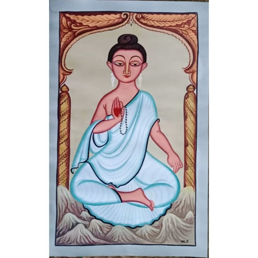 Inner Peace : Midnapore patachitra painting by Layala Chitrakar