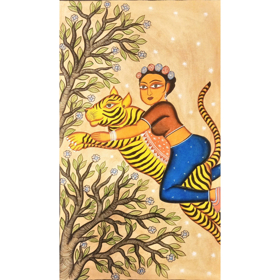 Frida on a Tiger by Layala Chitrakar