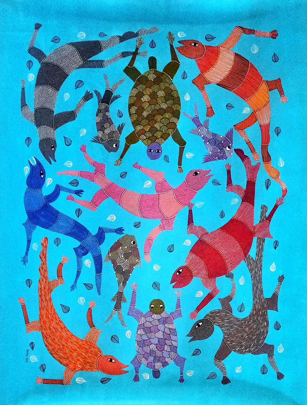 Water World Gond Canvas by Lilesh Kr Urweti