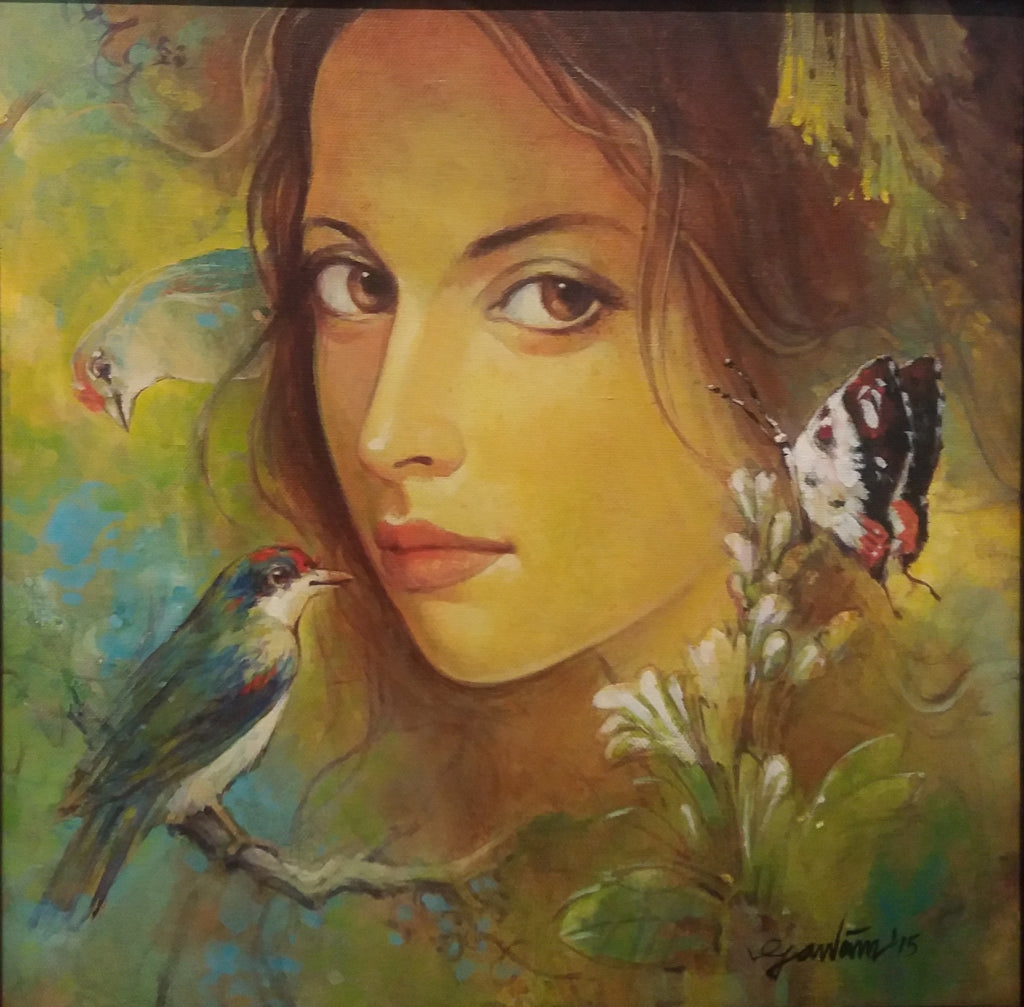 Beauty with birds 1 by Gautam Sarkar