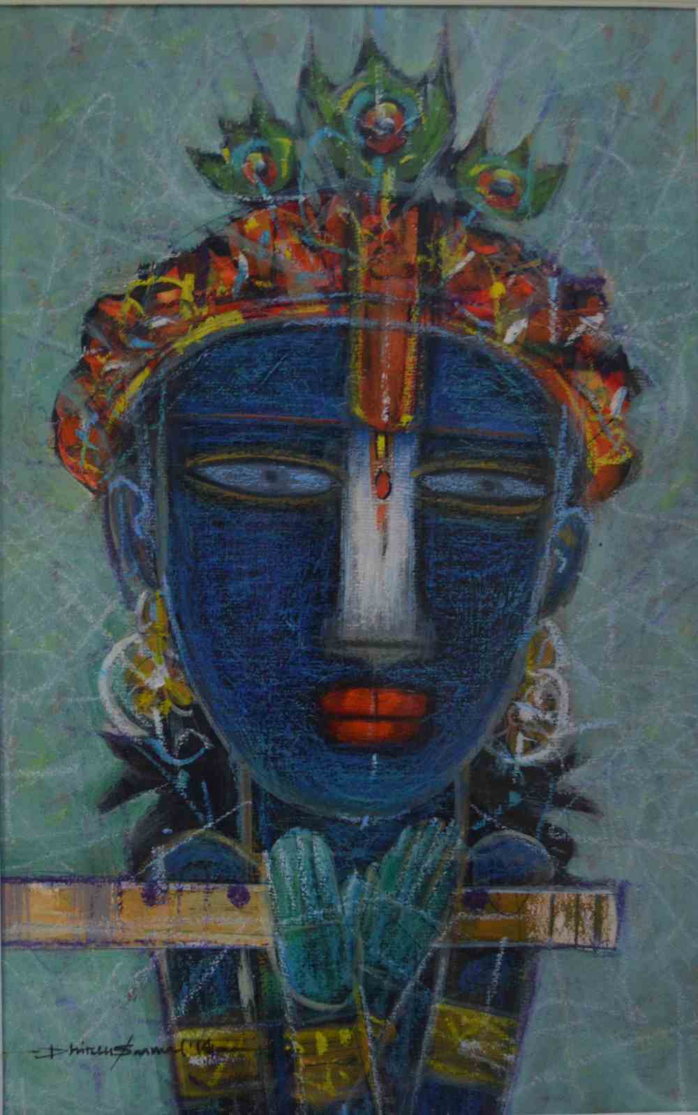 Krishna : Mixedmedia painting by Dhiren Sasmal