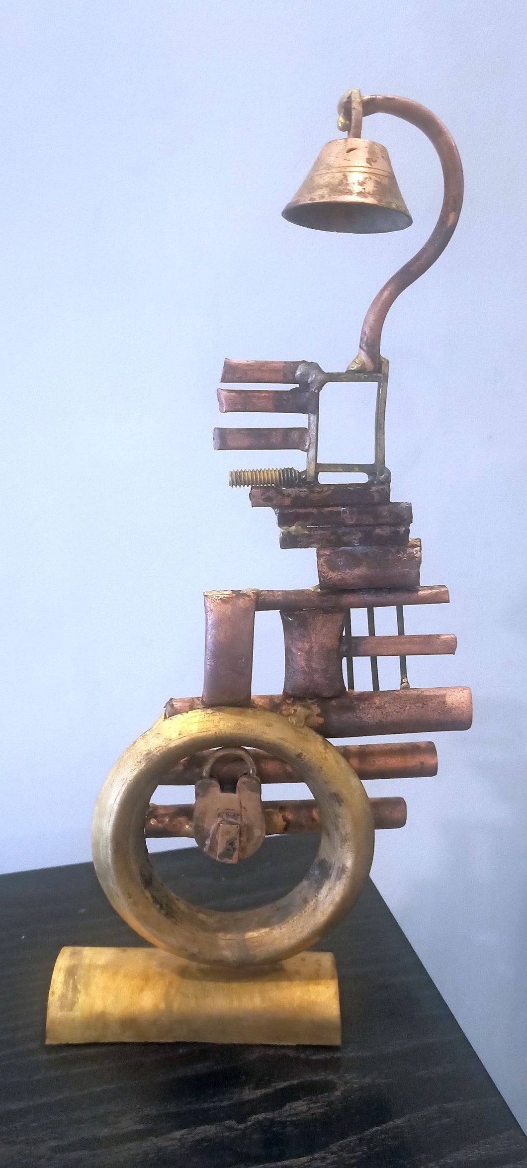 Time-Lock contemporary metal-art sculpture by Tapos Das
