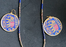 Load image into Gallery viewer, Elephant necklace and cuff set : cloth and metal costume jewellery, handmade in India
