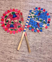 Load image into Gallery viewer, Painted bamboo hand-fan (both sides painted) by Midnapore patuas
