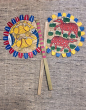 Load image into Gallery viewer, Painted bamboo hand-fan (both sides painted) by Midnapore patuas
