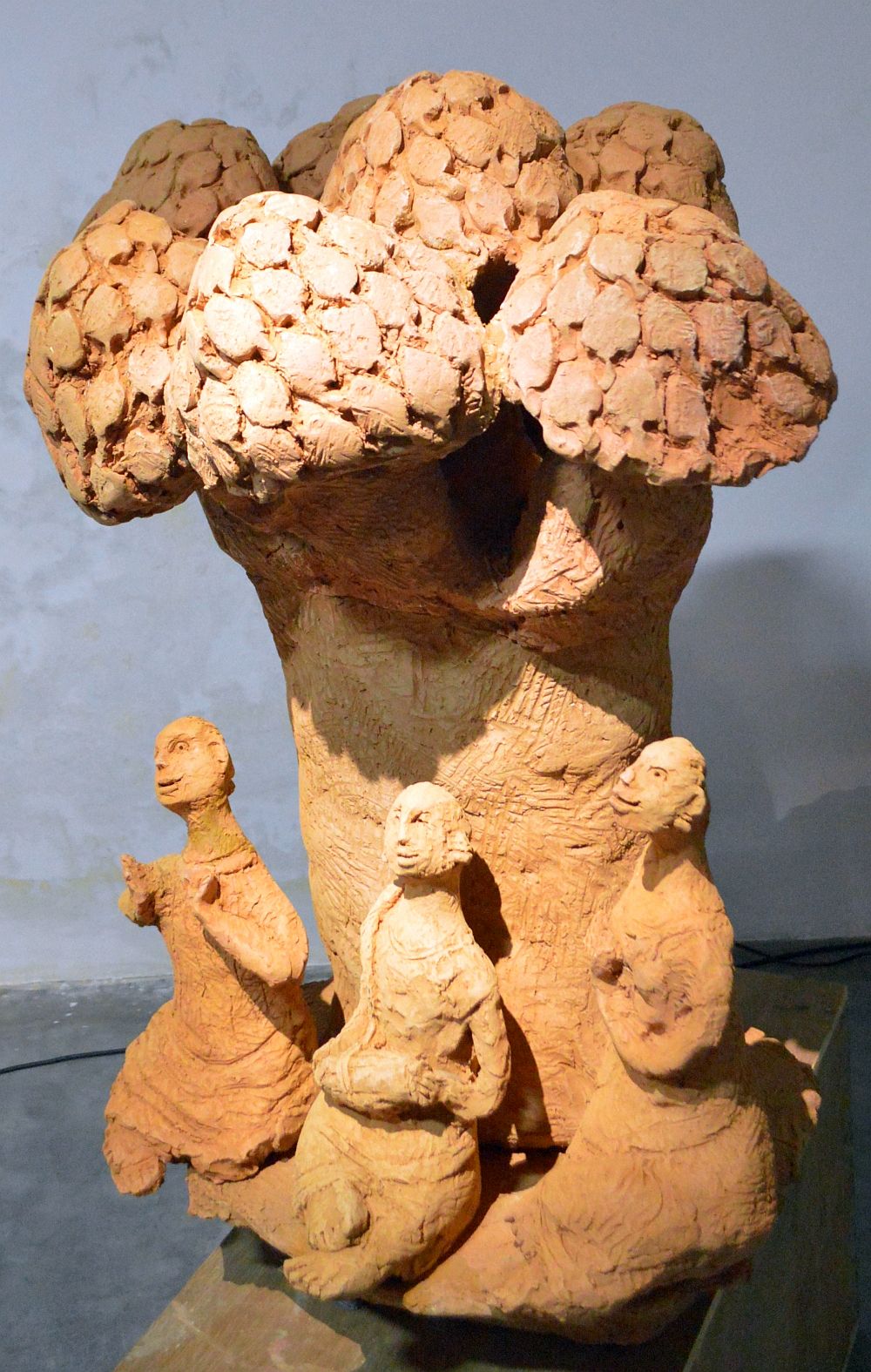 Three Musicians under a Tree: Terracotta sculpture by RamKumar Manna